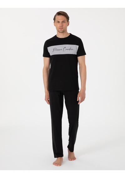 Pierre Cardin %100 Pamuk 6080 Luxury Kısa Kol Erkek Pijama Takımı Siyah