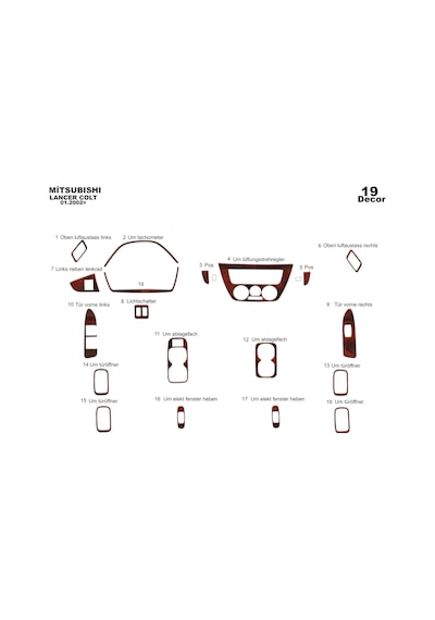Mitsubishi Lancer Torpido Kaplama 2002-2009 19 Parça Maun