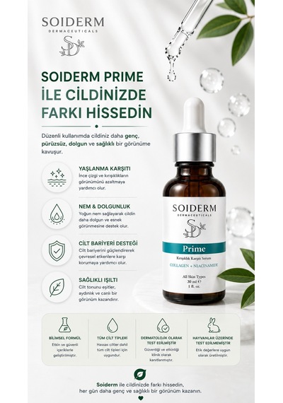 Soiderm Prime Kırışıklık Karşıtı Serum Kolajen + Niacinamide