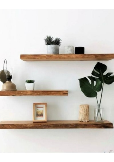 Doğal Ahşap 20x75x4 Cm 3'lü Gizli Bağlantılı Raf Ahşap