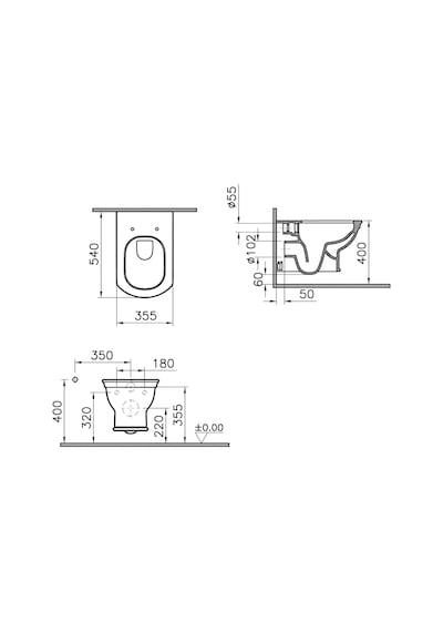 VitrA Valarte Rim-ex Asma Klozet 54 cm Beyaz 7805B003-0090