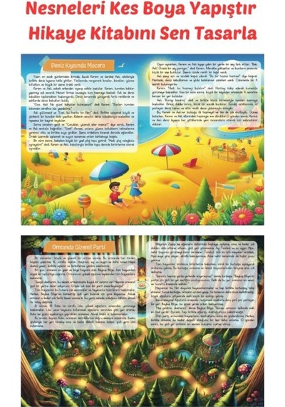 Kes Boya Yapıştır Hikayeyi Sen Renklendir- Tuk - Kes Yapıştır Etkinlik Kitabı