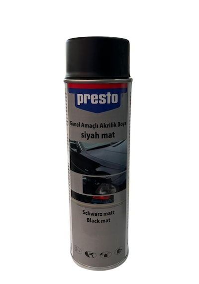 Presto Genel Amaçlı Akrilik Sprey Boya Araba Mat Siyah