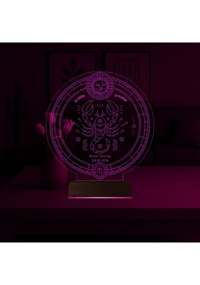 Luvivia Astroloji Akrep Burcu Kişiye Özel 3d Lamba - Masa Gece Lambası