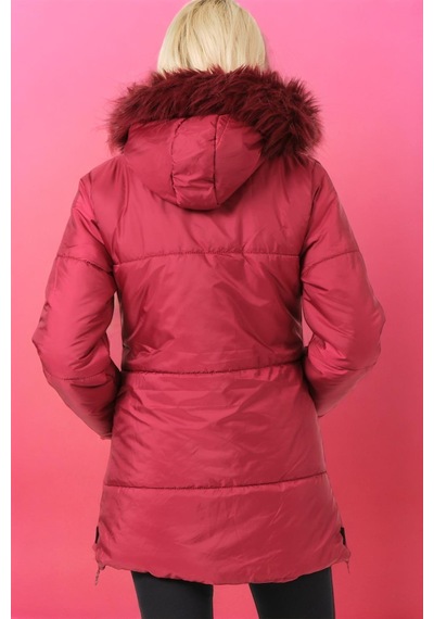 Z6668 Dewberry Bayan Kaban-düz Bordo-düz Bordo
