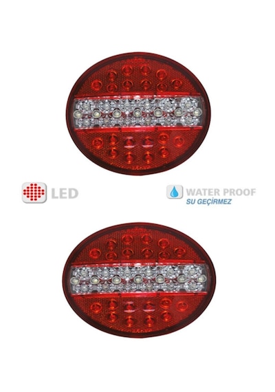 Ahmet Otomotiv Hamburger Tip Ledli Stop Lamba 12 Volt Römork Karavan 4 Modlu 2 Adet