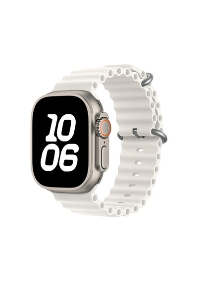 Apple Watch Ultra 49mm Uyumlu Silikon Kordon Krd-75 - Beyaz - T24697
