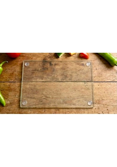 Cam Kesme Tahtası / Sunumluk Temperli Cam Kesme Tablası 20/30 Cm Şeffaf