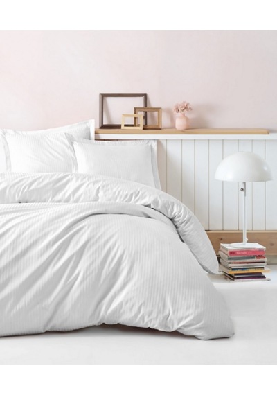 Cottonbox Elegant Saten Beyaz Çift Kişilik Nevresim Takımı