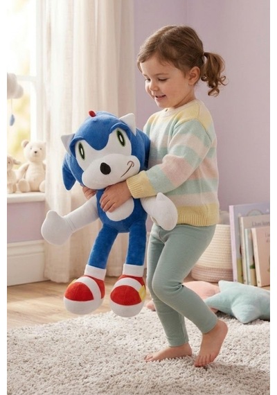 50 Cm Büyük Boy Sonic Peluş Oyuncak Yumuşacık Sevimli Kahraman Çocuk Hediyesi Mavi