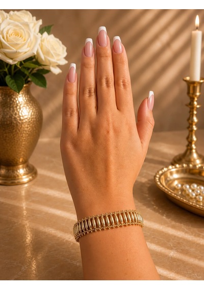 Gizovia Gold Renk Sıralı Oval Parçalı Zincir Kadın Bileklik Altın