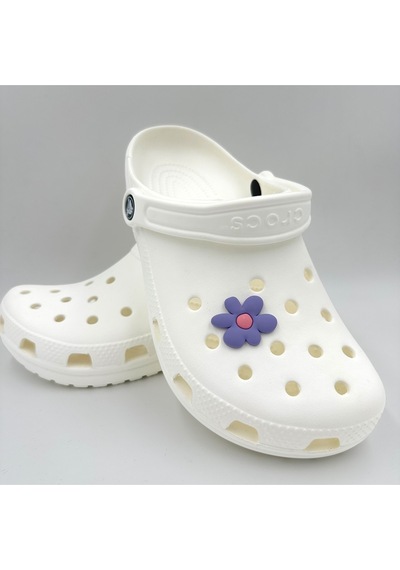 Crocs Terlik Süsü Ve Aksesuarı , Çanta Süsü Jibbitz 3d Çiçek 03 Logo Aksesuar Lila-pembe