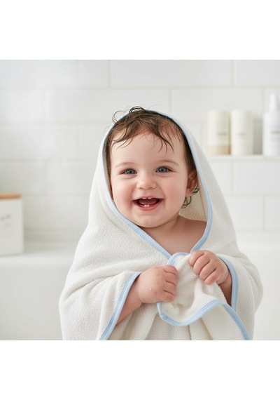 Unisex Yenidoğan Bebek Kapüşonlu Ahtapot Nakışlı Havlu Standart