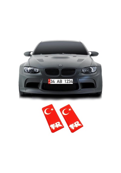 Tr Plaka Arması Damla Ay Yıldız Etiket Sticker 2Li Kırmızı