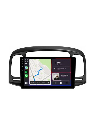Hyundai Accent Era Android Siyah Multimedya 2006-2012 Carplay Android Auto Navigasyon 4gb Ram 64gb 9"