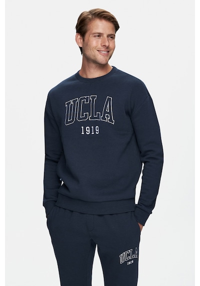 Ucla Sandhıll Lacivert Bisiklet Yaka Nakışlı Loose Fit Erkek Sweatshirt Lacivert