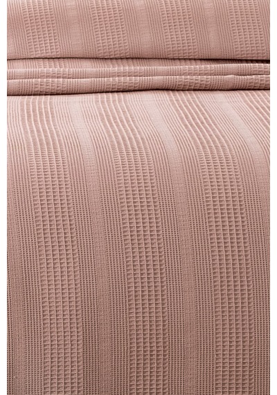 Kopanaki Dantelli Çift Kişilik Waffle Pike-210x230 Cm Gulkurusu Gül Kurusu