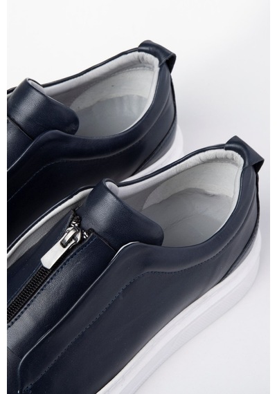 Ducavelli Ventu Erkek Hakiki Deri Sneaker, Fermuarlı Sneaker, Hakiki Deri Sneaker, Erkek Sneaker Lacivert