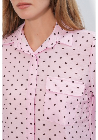 Hiccup Bdart Oversize Puantiyeli Dokuma Gömlek Toz Pembe