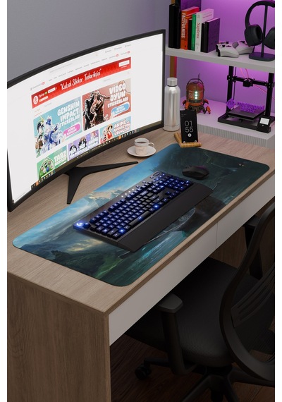 God Of War Kaymaz Dikişli Kauçuk Oyuncu Mousepad V3 - 90x40 Xxl Gaming Mouse Pad Fare Altlığı