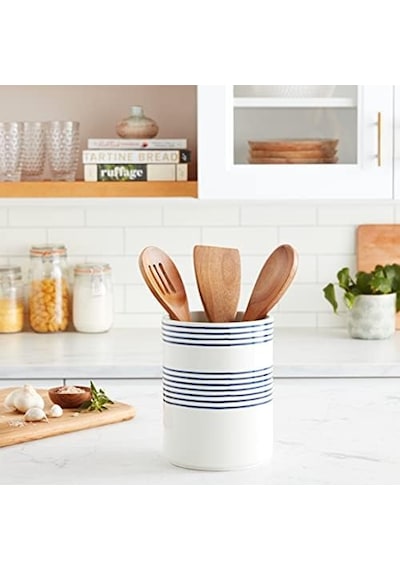 Kate Spade New York 885892 Charlotte Street Utensil Crock, Blue Açık Ahşap
