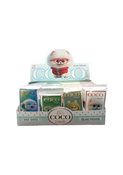 Coco Fresh Cep Islak Mendil 15'li Paket 36'lı Kutu x 4 Sevimli Hayvanlar144'lü Set
