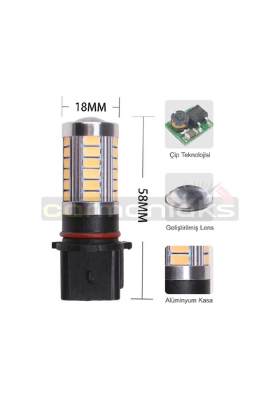 Gündüz Far Ampulü Sinyal Park Led Turuncu Ampul Psx24W P13W
