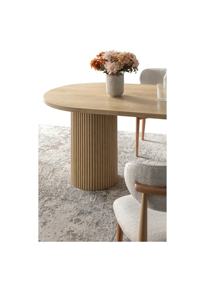Echo İskandinav Oval Natural Ahşap Bohem Masa 90x160 Natural Ayak - Natural Üst