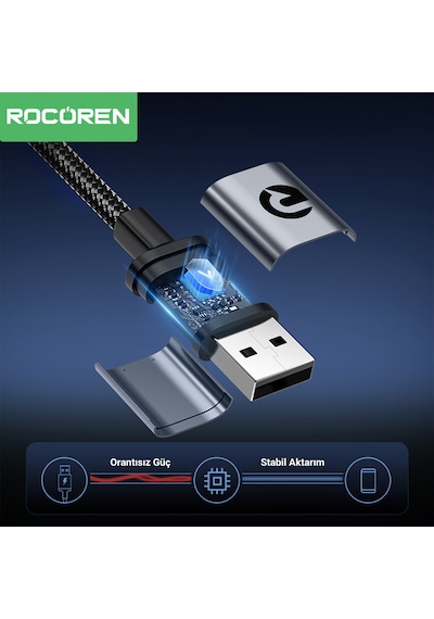 Rocoren Usb-a To Type-c 90 3a Hızlı Şarj Ve Data Kablosu 1 Metre