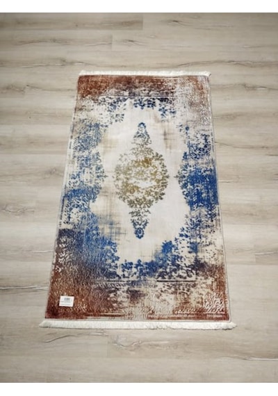 Yamalıhome Bambu Halı D325 Mavi Hardal 80X140 Cm Pratik Halı