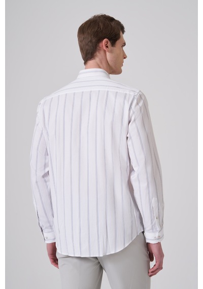 Morven Erkek Lacivert Pamuk Trend Çizgili Dynamic Fit Gömlek 26ms004009200 Lacivert