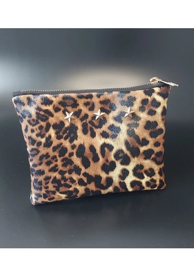 Meryy Collection Clutch Çanta Yıldız Detaylı Leopar