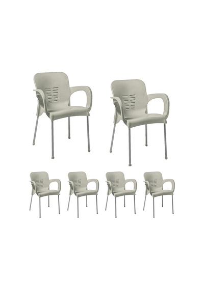 Hesaplimagazam 6 Adet Metal Ayaklı Plastik Sandalye