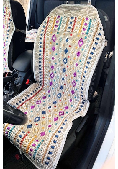 Ön Ve Arka Koltuk Terletmez Oto Kılıf Kilim Çok Renkli 3'lü Set