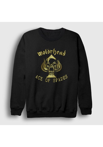 Presmono Unisex Gold Ace Of Spades Motörhead Sweatshirt Siyah
