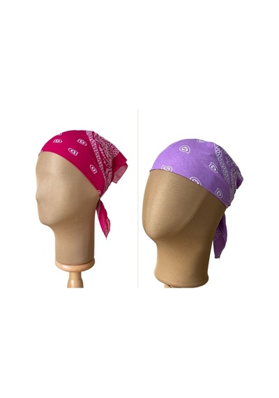 Pamuklu Klasik Desen Unisex 2li Bandana Seti Renkli Bandana Etnik Desenli A Kalite Bandana Bordo - Lila