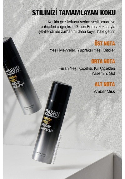 Anında Etkili Ultra Güçlü Saç Sabitleyici Sprey Dashu For Men Bamboo Forest Monster Hard Spray