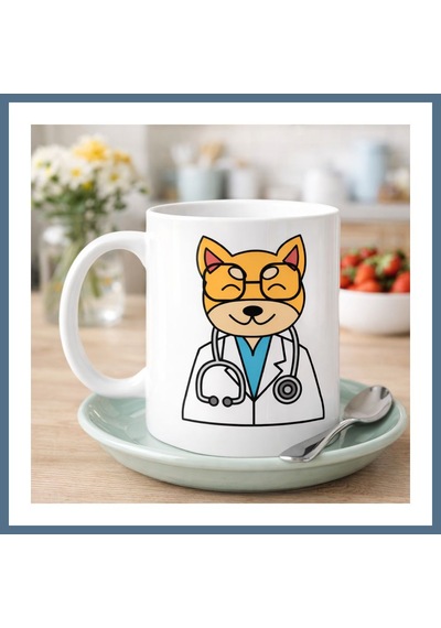 Buradabulabilirsin Doktor Kedi Tasarımlı Porselen Kupa Model 174 Sevimli Veteriner / Doktor Kedi Kahve Kupası Kedi Severlere Ve Sağlık Çalışanlarına Hediye Bbz Diğer