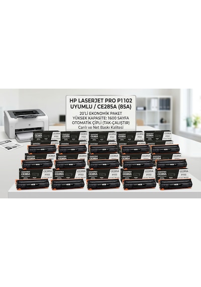 Hp Laserjet Pro P1102 Uyumlu, Toner Çipli Ce285a 20'li 1.600 Sayfa-kaliteli