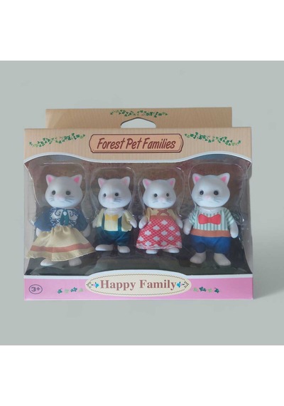 Happy Family Kedi Ailesi 4'lü Figür Seti