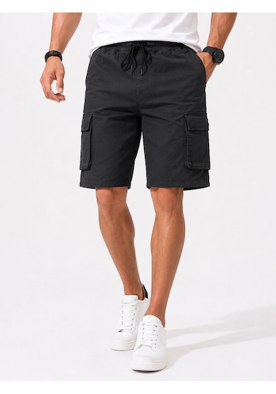 Classics Men Erkek Comfort Fit Keten Bel Lastikli Cepli Kapri Şort Haki