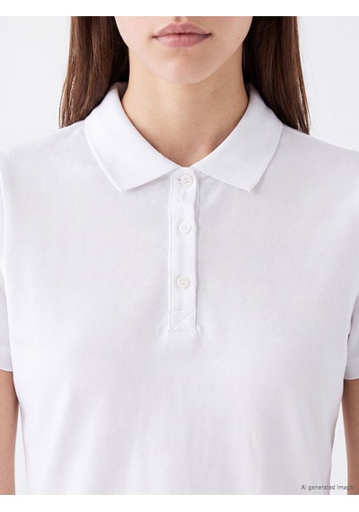 Lcw Comfort Beyaz Polo Yaka Kadın Pike Tişört