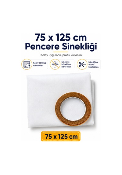 75x125 5,6 Metre Cırt Bantlı Sökülüp Kesilebilir Takılabilen Sineklik