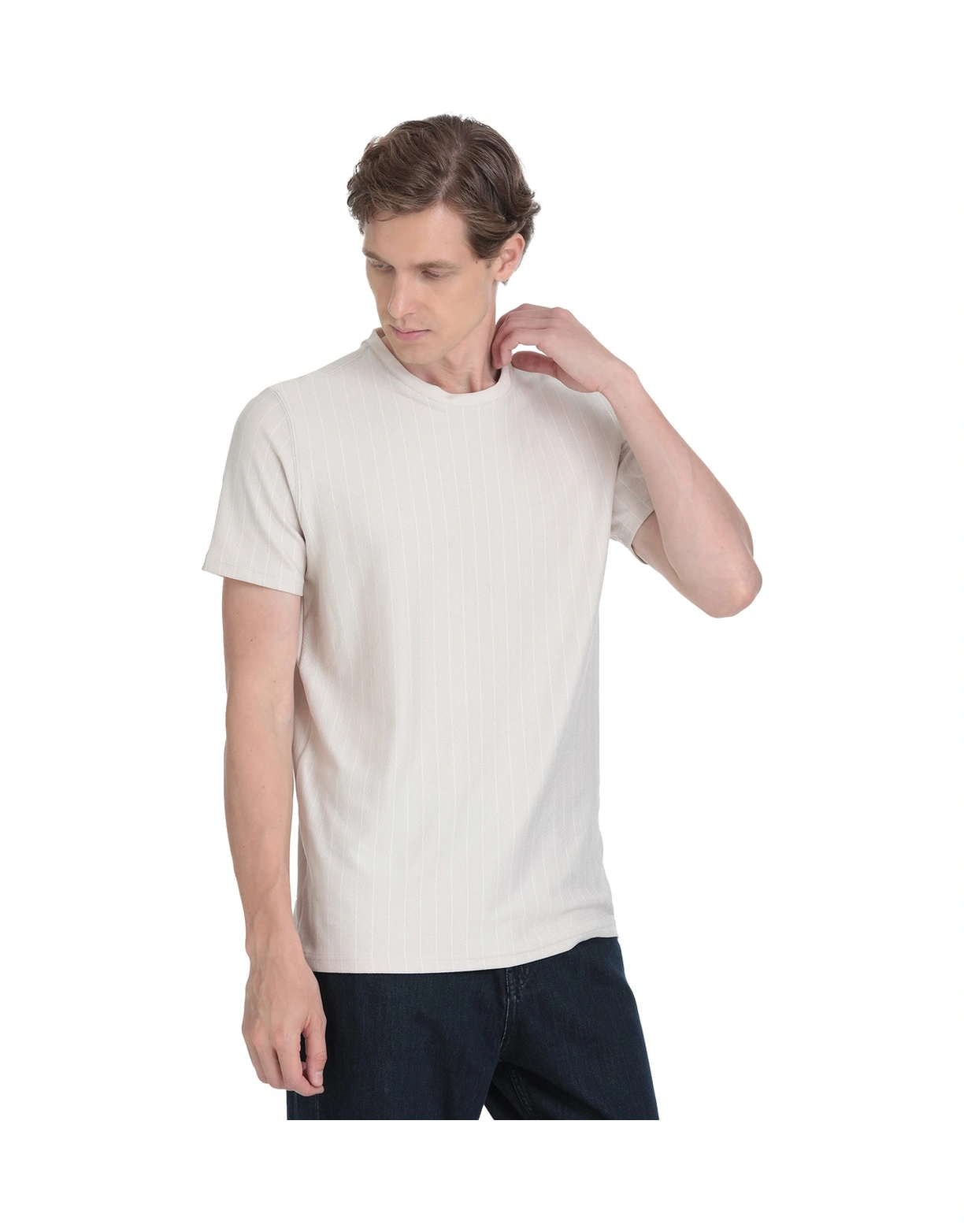 Hatemoğlu Taş Regular Fit Çizgili Bisiklet Yaka Tişört 35131 6550777