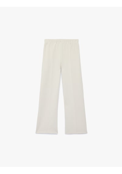 Koton Modal Karışımlı Rahat Kalıp Basic Geniş Paça Pantolon Bej 6skg40070ak Ekru