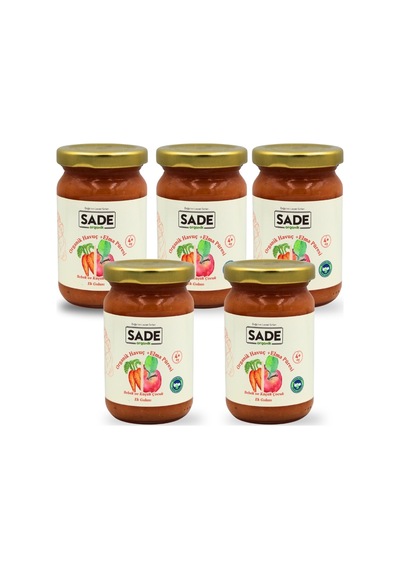 Sade Organik Havuç Elma Püresi 100 Gr 5 Li Paket