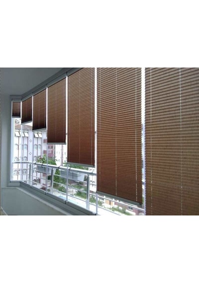 K.rengi 09-05 Plise Perde - Katlanır Cam Balkon Perdesi Kahverengi