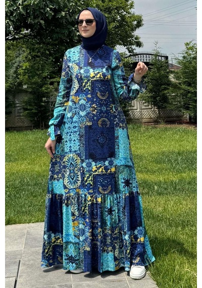 Rabia Şamlı Nehir Elbise Saks Normal