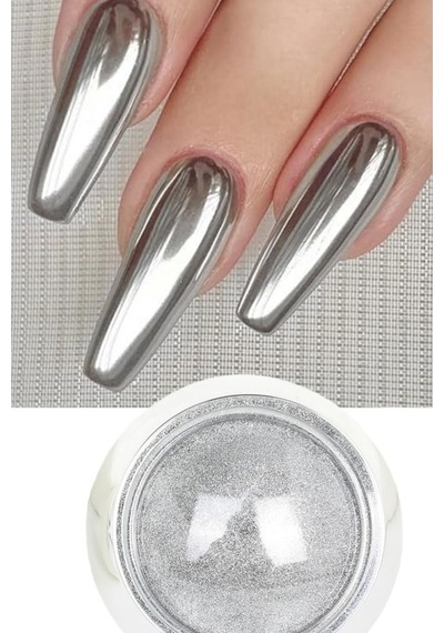 6 Adet Krom Tozu - Ayna Tozu - Gold Ve Silver - Altın Ve Gümüş Nail Art Tozu Altın Ve Gümüş