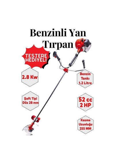 Rdx9635 Profesyonel Benzinli Yan Tırpan 52cc 2.8 Kw Yüksek Performanslı Ot Biçme Makinesi Benzinli Kenar Alma Makinesi Çim Biçme Makinesi